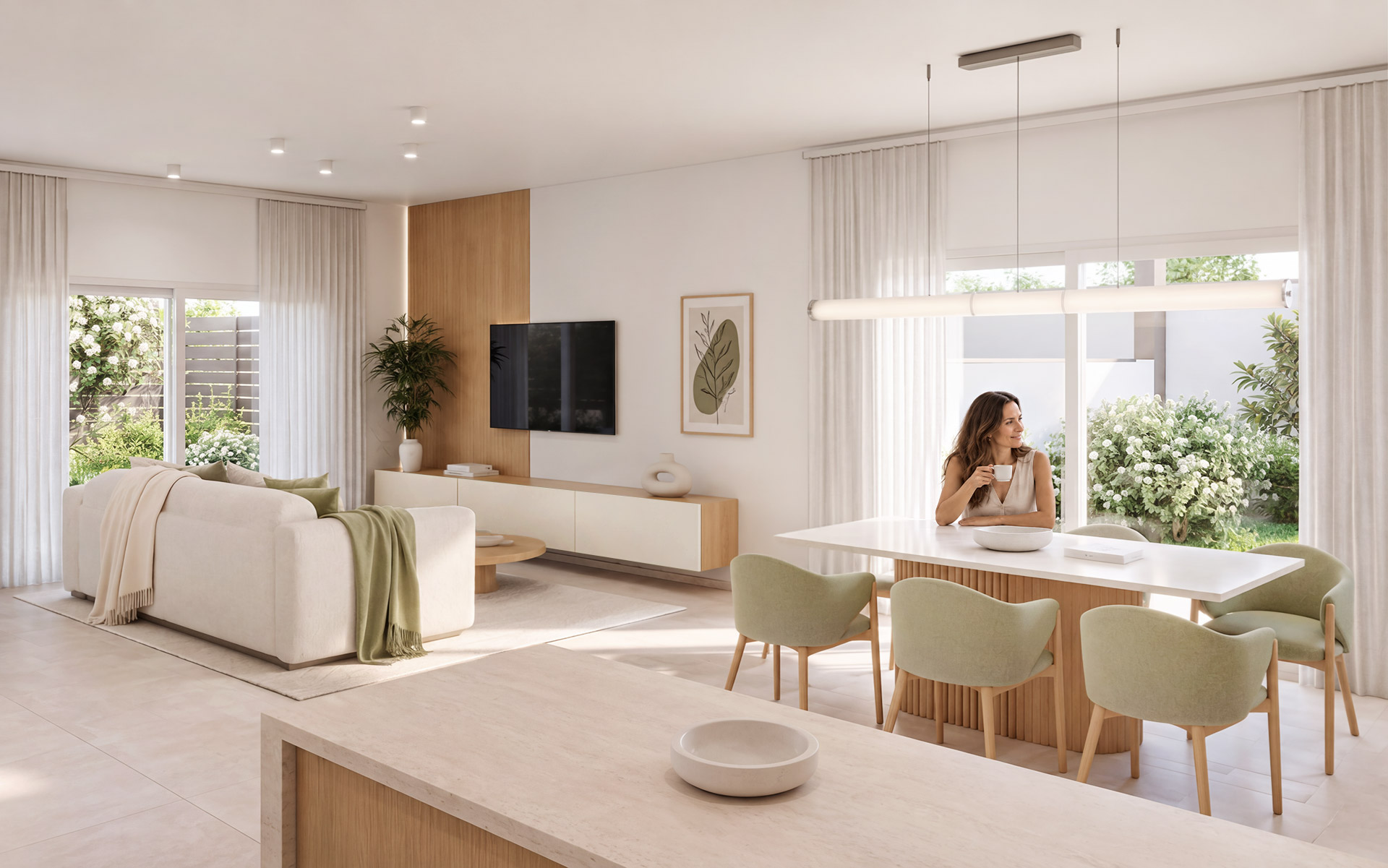 Villa Angolare — interpretazione della zona giorno