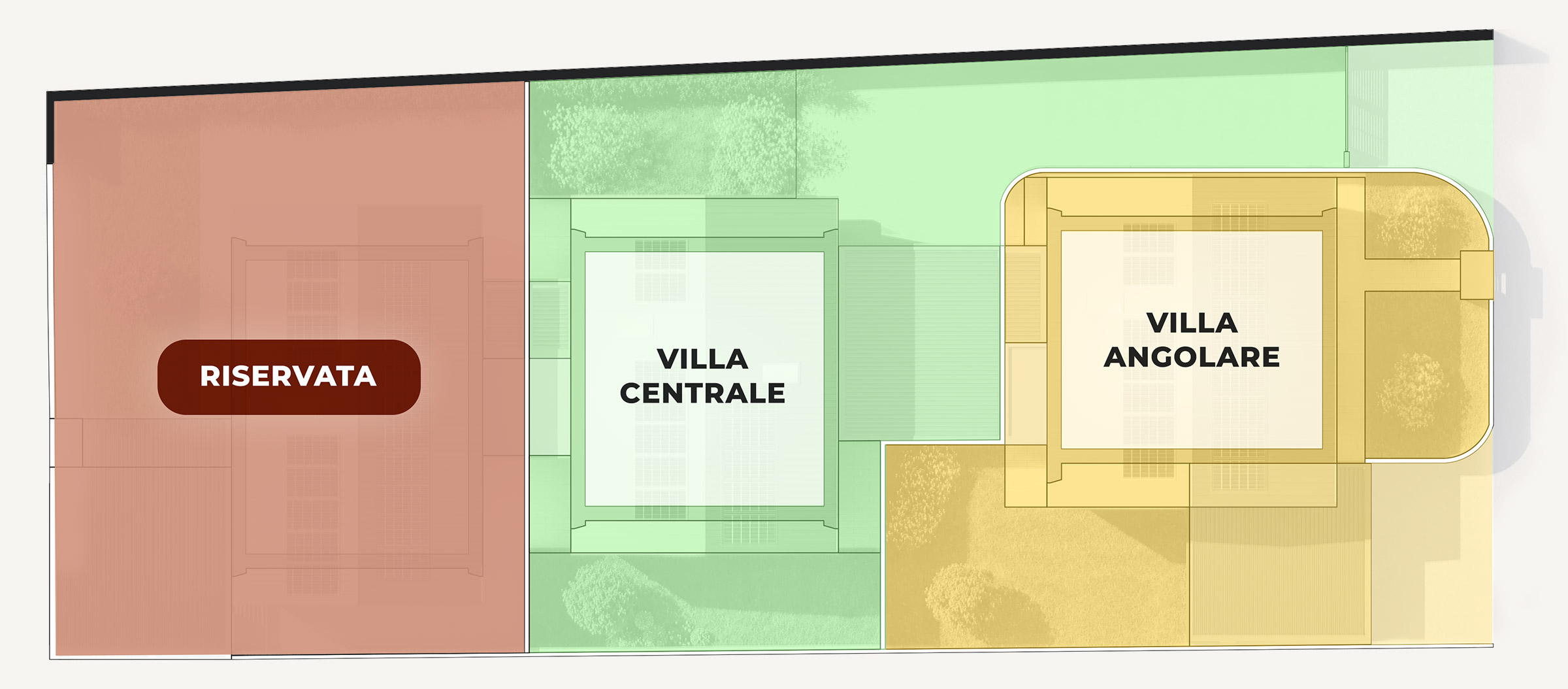 Planimetria generale delle tre ville del progetto Civico Futuro